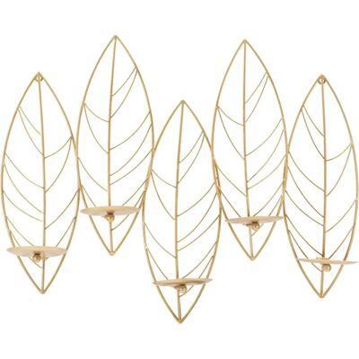 Bougeoir murale Mauro Ferretti Leaf Doré 66x14x56 cm - Publicité Bougeoir murale Mauro Ferretti Leaf Doré 66x14x56 cm - Publicité