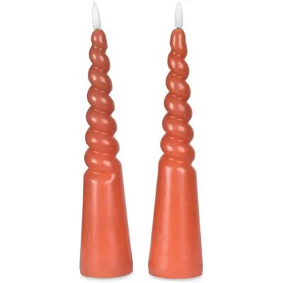 Bougies LED piliers torsadées cire naturelle Opjet (x2) Orange TU - Publicité Bougies LED piliers torsadées cire naturelle Opjet (x2) Orange TU - Publicité