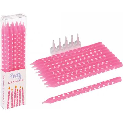 Bougies d'anniversaire Rex London (x10) Rose 3,5x13x1 cm - Publicité Bougies d'anniversaire Rex London (x10) Rose 3,5x13x1 cm - Publicité