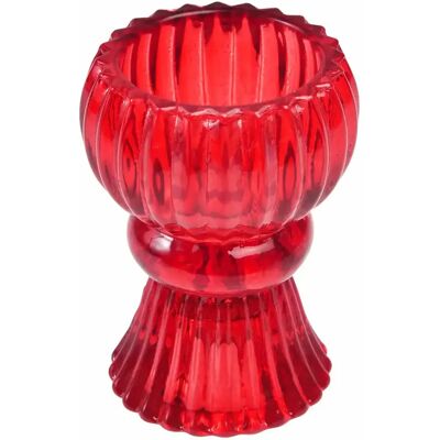 Bougeoir à double bout en verre Rex London Rouge 5,8x5,8x7,9 cm - Publicité Bougeoir à double bout en verre Rex London Rouge 5,8x5,8x7,9 cm - Publicité
