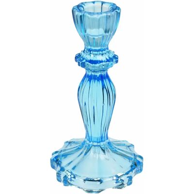 Bougeoir en verre Rex London Bleu 8,6x8,6x15,8 cm - Publicité Bougeoir en verre Rex London Bleu 8,6x8,6x15,8 cm - Publicité