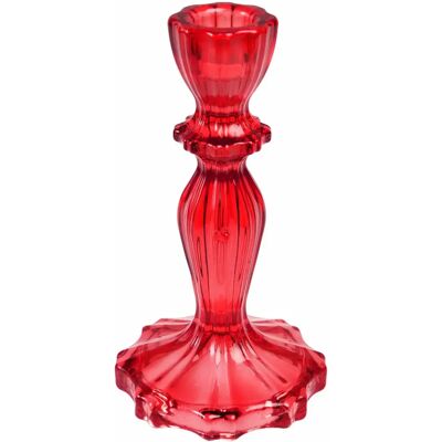 Bougeoir en verre Rex London Rouge 8,6x8,6x15,8 cm - Publicité Bougeoir en verre Rex London Rouge 8,6x8,6x15,8 cm - Publicité