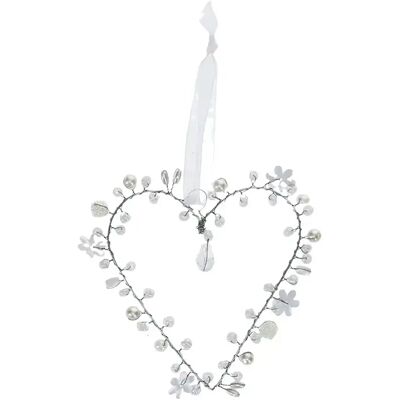 Objet décoratif coeur en perles faite à la main Rex London Blanc 7x8 cm - Publicité Objet décoratif coeur en perles faite à la main Rex London Blanc 7x8 cm - Publicité