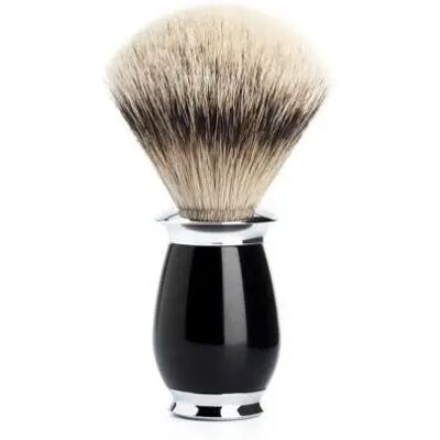 Brosse de rasage MUHLE PURIST, badger argenté, résine noire - Publicité Brosse de rasage MUHLE PURIST, badger argenté, résine noire - Publicité