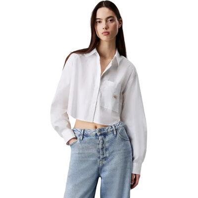 Chemisier crop coton femme Calvin Klein Label Blanc S - Publicité Chemisier crop coton femme Calvin Klein Label Blanc S - Publicité