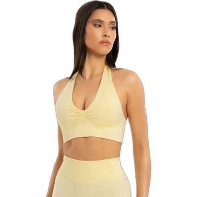 Brassière dos nu femme Gym Glamour Seamless open back Jaune S - Publicité Brassière dos nu femme Gym Glamour Seamless open back Jaune S - Publicité