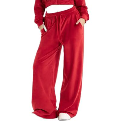 Pantalon de jogging en velours femme Gym Glamour Rouge XS - Publicité Pantalon de jogging en velours femme Gym Glamour Rouge XS - Publicité