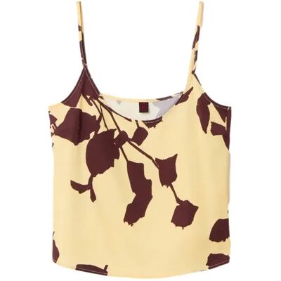 Débardeur en viscose à motif feuillage femme Stefanel Jaune S - Publicité Débardeur en viscose à motif feuillage femme Stefanel Jaune S - Publicité