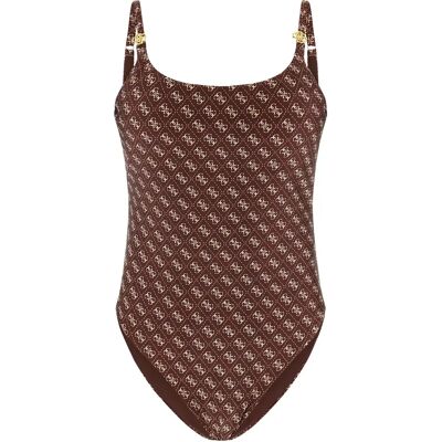 Maillot de bain 1 pièce femme Guess 4G Beige S - Publicité Maillot de bain 1 pièce femme Guess 4G Beige S - Publicité