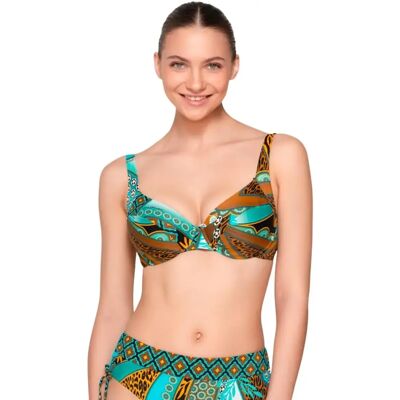 Haut de maillot de bain balconnet non préformé femme Luna Jade Bleu 95D - Publicité Haut de maillot de bain balconnet non préformé femme Luna Jade Bleu 95D - Publicité