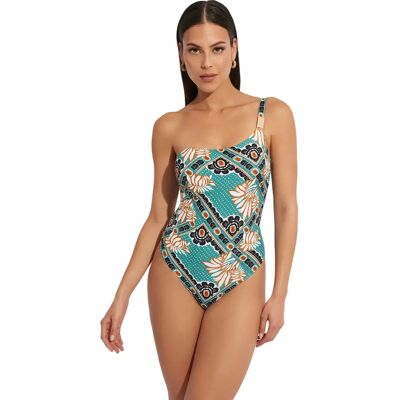 Maillot de bain 1 pièce armaturé asymétrique femme Selmark Bari Vert 90B - Publicité Maillot de bain 1 pièce armaturé asymétrique femme Selmark Bari Vert 90B - Publicité