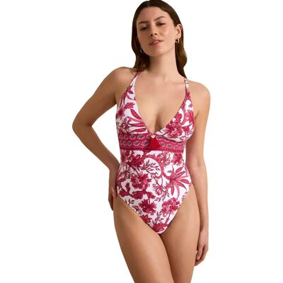 Maillot de bain 1 pièce triangle préformé femme Selmark Acanthus Rose 90B - Publicité Maillot de bain 1 pièce triangle préformé femme Selmark Acanthus Rose 90B - Publicité