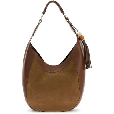 Sac bandoulière femme Guess Nina Hobo Marron TU - Publicité Sac bandoulière femme Guess Nina Hobo Marron TU - Publicité