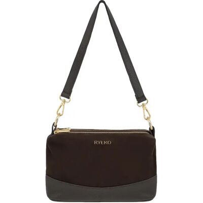 Sac bandoulière en cuir et daim femme Ryłko Marron TU - Publicité Sac bandoulière en cuir et daim femme Ryłko Marron TU - Publicité