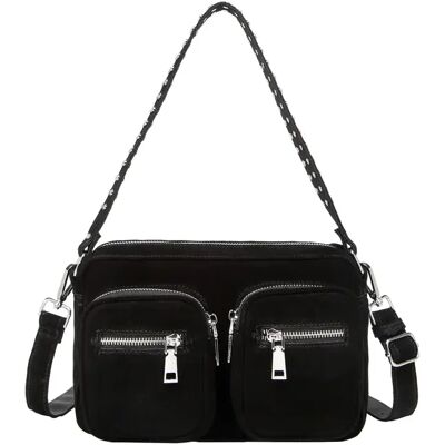 Sac bandoulière femme Noella Celina Real Suede Noir 10x15x4 cm - Publicité Sac bandoulière femme Noella Celina Real Suede Noir 10x15x4 cm - Publicité