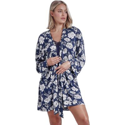 Peignoir manches longues femme Admas Garden Flowers Bleu M - Publicité Peignoir manches longues femme Admas Garden Flowers Bleu M - Publicité