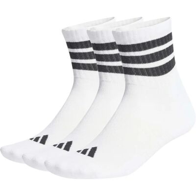 Chaussettes rembourrées mi-hautes adidas 3 stripes (x3) Blanc 49/51 - Publicité Chaussettes rembourrées mi-hautes adidas 3 stripes (x3) Blanc 49/51 - Publicité