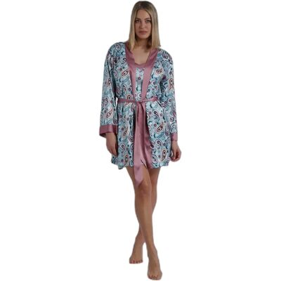 Peignoir femme Admas Garden Water Paisley Bleu XL - Publicité Peignoir femme Admas Garden Water Paisley Bleu XL - Publicité