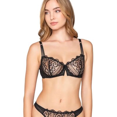 Soutien-gorge armaturé balconnet femme Luna Lilium Noir 95D - Publicité Soutien-gorge armaturé balconnet femme Luna Lilium Noir 95D - Publicité