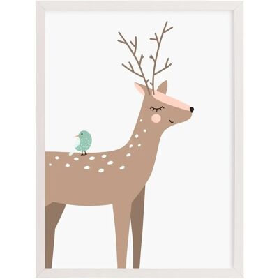 Tableau - Cerf Yellow Tipi Forest Friends Marron 30x40 cm - Publicité Tableau - Cerf Yellow Tipi Forest Friends Marron 30x40 cm - Publicité