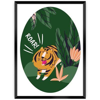 Tableau Yellow Tipi Jungle Life tiger Vert 30x40 cm - Publicité Tableau Yellow Tipi Jungle Life tiger Vert 30x40 cm - Publicité