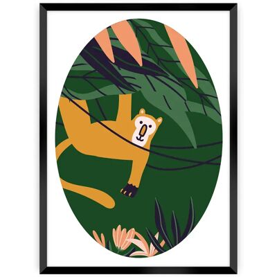Tableau Yellow Tipi Jungle Life monkey Vert 30x40 cm - Publicité Tableau Yellow Tipi Jungle Life monkey Vert 30x40 cm - Publicité