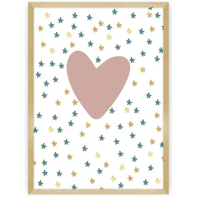 Cadre - Jolie image coeur Licorne Yellow Tipi Rose 30x40 cm - Publicité Cadre - Jolie image coeur Licorne Yellow Tipi Rose 30x40 cm - Publicité
