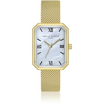 Montre femme Amelia Parker Bali Sands Mesh Doré 28x36 mm - Publicité Montre femme Amelia Parker Bali Sands Mesh Doré 28x36 mm - Publicité