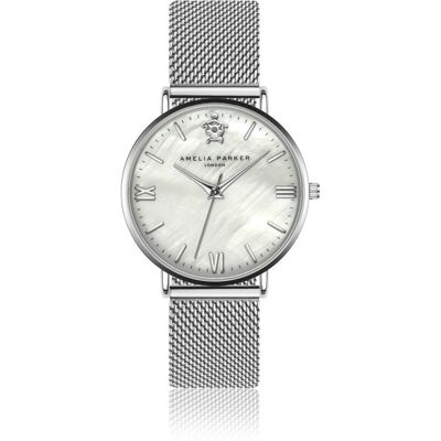 Montre en maille femme Amelia Parker Oyster Gris 18x18 mm - Publicité Montre en maille femme Amelia Parker Oyster Gris 18x18 mm - Publicité