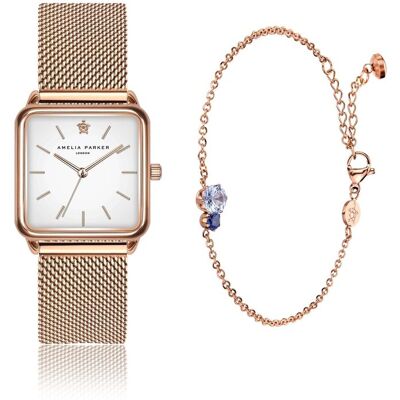 Montre femme Amelia Parker Bay Rose 18x18 mm - Publicité Montre femme Amelia Parker Bay Rose 18x18 mm - Publicité