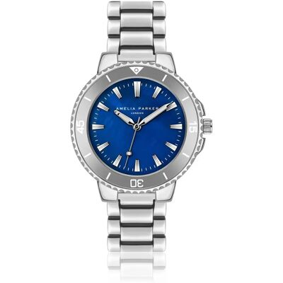 Montre femme Amelia Parker Aquelle Link Gris 38 mm - Publicité Montre femme Amelia Parker Aquelle Link Gris 38 mm - Publicité