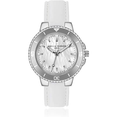 Montre rembourré et cousu lisse femme Amelia Parker Clayne Gris 38 mm - Publicité Montre rembourré et cousu lisse femme Amelia Parker Clayne Gris 38 mm - Publicité