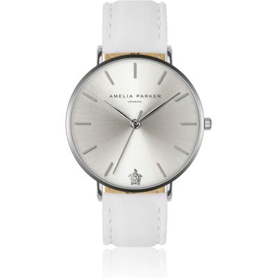 Montre cuir femme Amelia Parker Capsule Grey Gris 38 mm - Publicité Montre cuir femme Amelia Parker Capsule Grey Gris 38 mm - Publicité