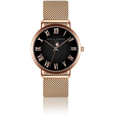 Montre femme Amelia Parker Grand Noir Mesh Doré 36 mm - Publicité Montre femme Amelia Parker Grand Noir Mesh Doré 36 mm - Publicité