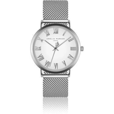 Montre femme Amelia Parker Grand Blanc Mesh Argenté 36 mm - Publicité Montre femme Amelia Parker Grand Blanc Mesh Argenté 36 mm - Publicité
