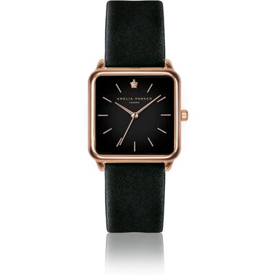 Montre cuir femme Amelia Parker Night Plaza Black Doré 28 mm - Publicité Montre cuir femme Amelia Parker Night Plaza Black Doré 28 mm - Publicité