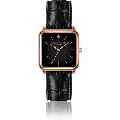 Montre cuir femme Amelia Parker Night Plaza Black Doré 28 mm - Publicité Montre cuir femme Amelia Parker Night Plaza Black Doré 28 mm - Publicité