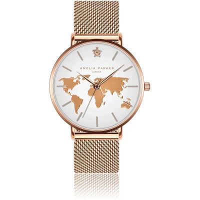 Montre femme Amelia Parker Vacation Mesh Doré 38 mm - Publicité Montre femme Amelia Parker Vacation Mesh Doré 38 mm - Publicité