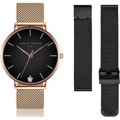 Montre et bracelet de montre femme Amelia Parker Midnight Moon Doré 38 mm - Publicité Montre et bracelet de montre femme Amelia Parker Midnight Moon Doré 38 mm - Publicité