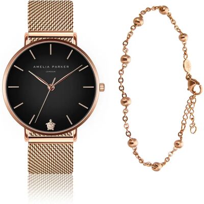 Montre et bracelet femme Amelia Parker Midnight Moon Doré 38 mm - Publicité Montre et bracelet femme Amelia Parker Midnight Moon Doré 38 mm - Publicité