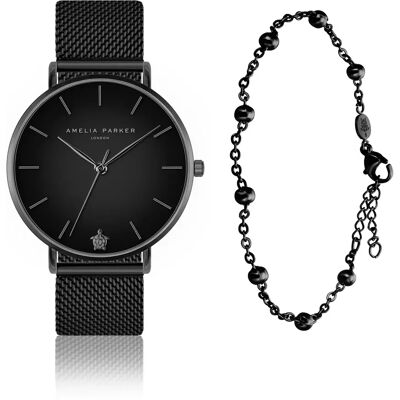 Montre et bracelet femme Amelia Parker Jet Black Noir TU - Publicité Montre et bracelet femme Amelia Parker Jet Black Noir TU - Publicité