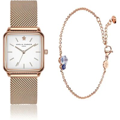 Montre femme Amelia Parker Bay Rose 18x18 mm - Publicité Montre femme Amelia Parker Bay Rose 18x18 mm - Publicité