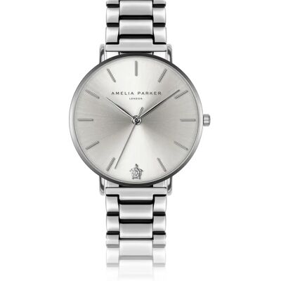 Montre femme Amelia Parker Capsule Grey Link Argenté 38 mm - Publicité Montre femme Amelia Parker Capsule Grey Link Argenté 38 mm - Publicité