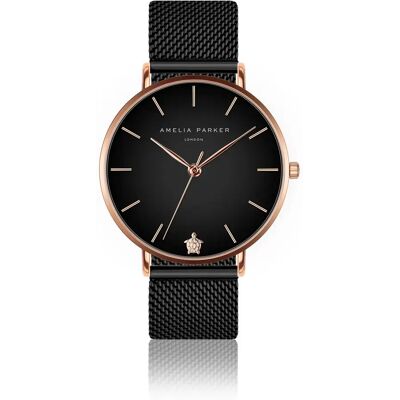 Montre femme Amelia Parker Midnight Moon Black Mesh Doré 38 mm - Publicité Montre femme Amelia Parker Midnight Moon Black Mesh Doré 38 mm - Publicité