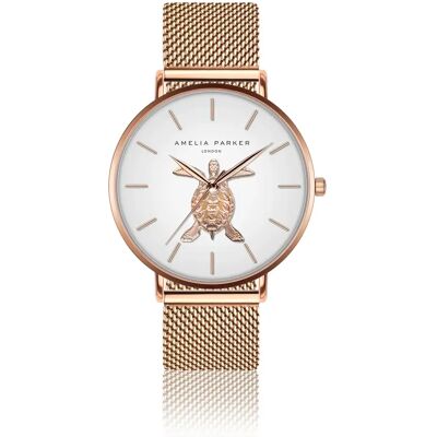 Montre femme Amelia Parker Rose Turtle Mesh Doré 38 mm - Publicité Montre femme Amelia Parker Rose Turtle Mesh Doré 38 mm - Publicité