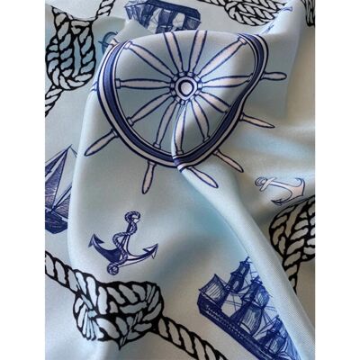Foulard en soie femme Ralu Fine Art Nautical Chic Bleu TU - Publicité Foulard en soie femme Ralu Fine Art Nautical Chic Bleu TU - Publicité