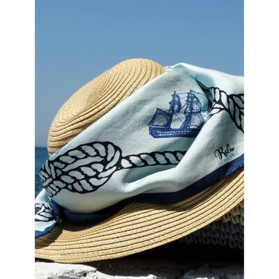 Foulard en soie femme Ralu Fine Art Nautical Chic Bleu TU - Publicité Foulard en soie femme Ralu Fine Art Nautical Chic Bleu TU - Publicité