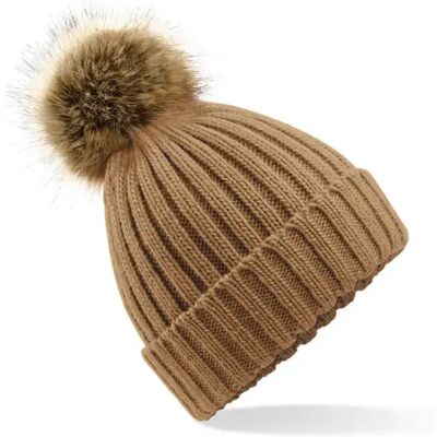 Bonnet pom pom fausse fourure épais femme Beechfield Marron TU - Publicité Bonnet pom pom fausse fourure épais femme Beechfield Marron TU - Publicité