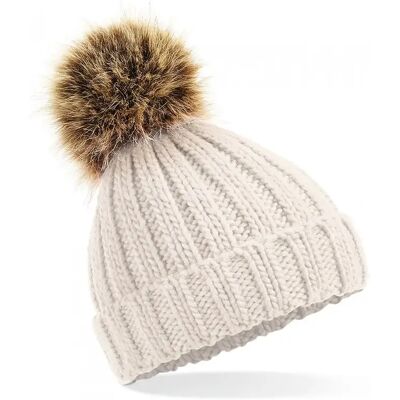 Bonnet pom pom fausse fourure épais femme Beechfield Beige TU - Publicité Bonnet pom pom fausse fourure épais femme Beechfield Beige TU - Publicité