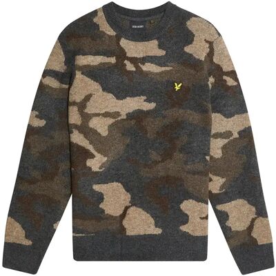 Pull camouflage à col rond brossé Lyle & Scott Noir XL - Publicité Pull camouflage à col rond brossé Lyle & Scott Noir XL - Publicité